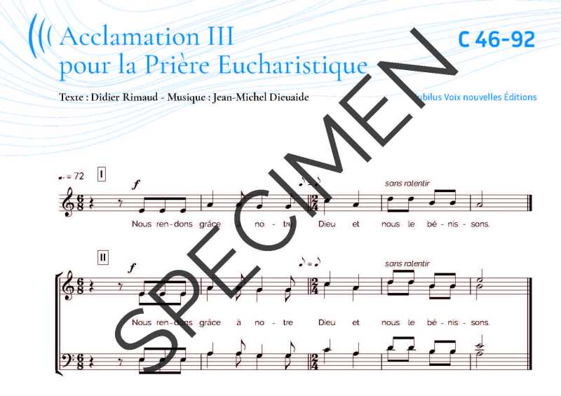 Acclamation III pour la Priere Eucharistique