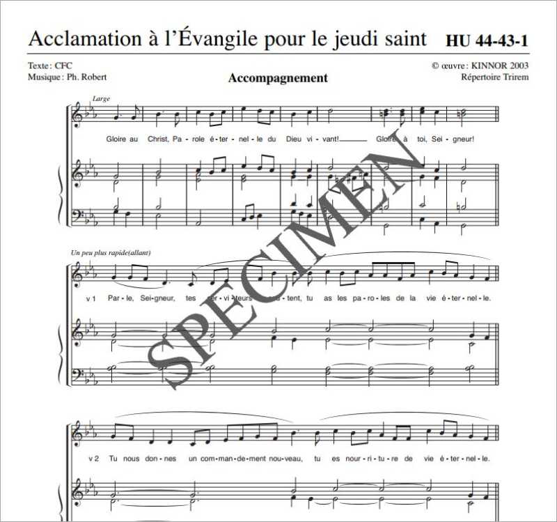 Acclamation à l'Evangile pour le Jeudi Saint