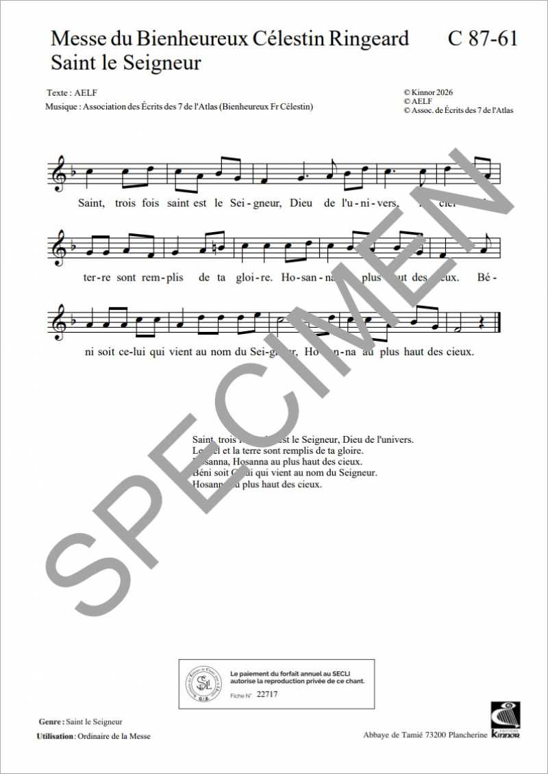 Messe du Bienheureux Célestin Ringeard - Saint le Seigneur