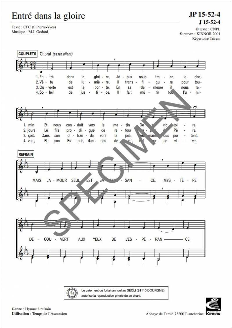 Entré dans la gloire de M. Godard