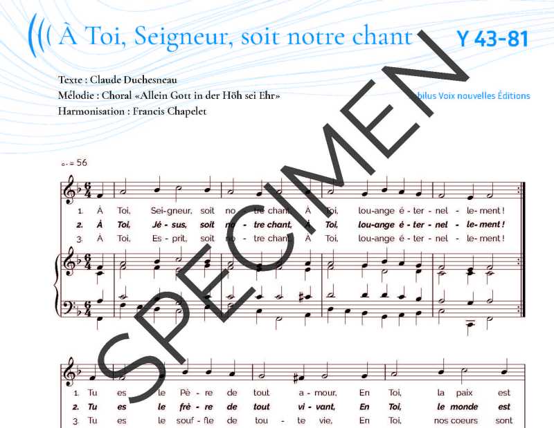 A toi, Seigneur notre chant