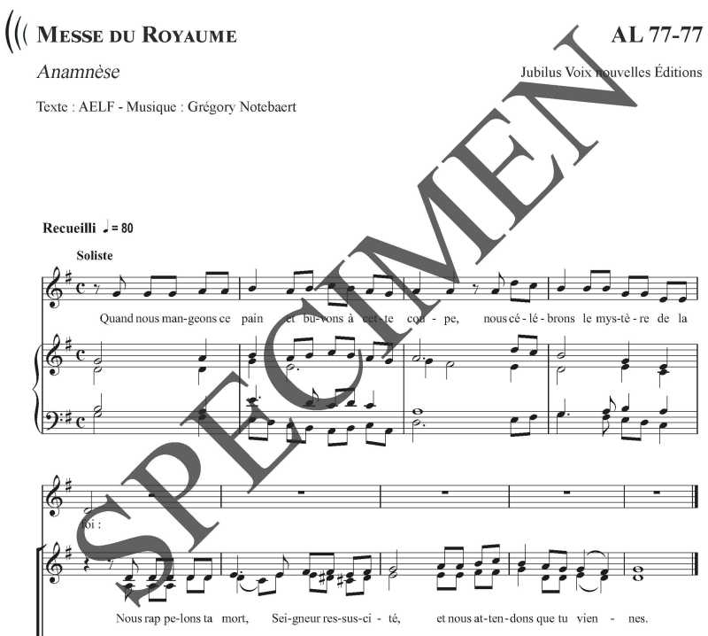 Messe du Royaume - Anamnese