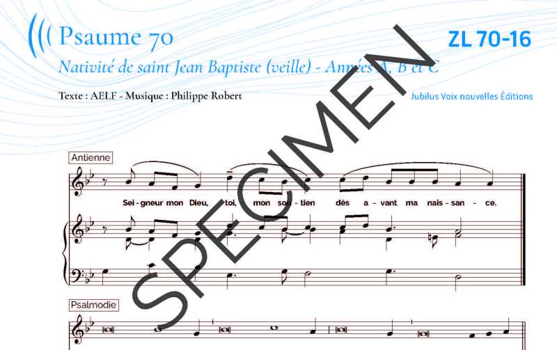 Psaume 70 - Fête de St Jean-Baptiste