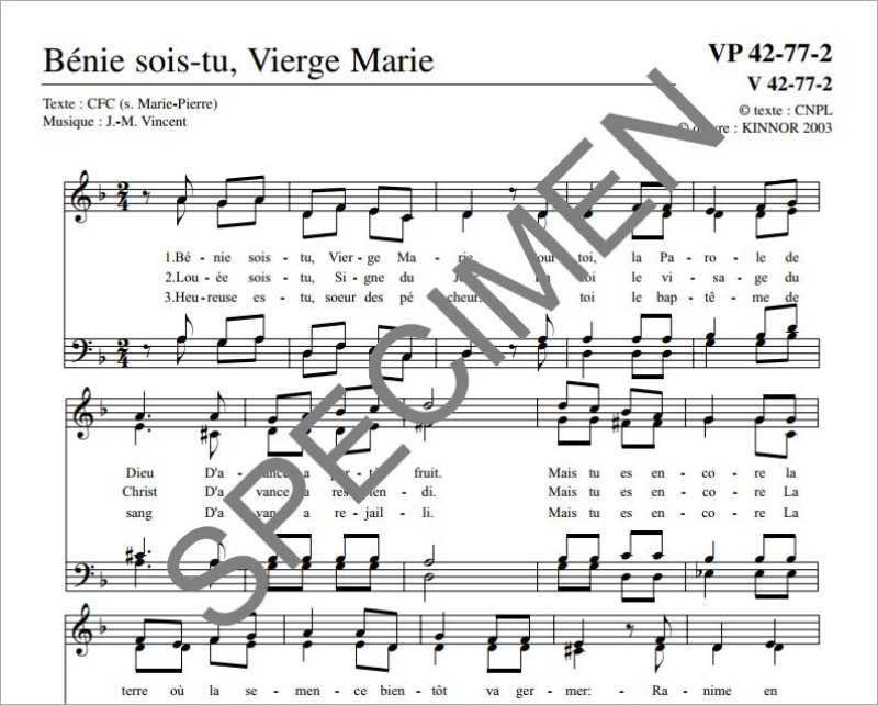 Bénie sois-tu Vierge Marie de J.M. Vincent