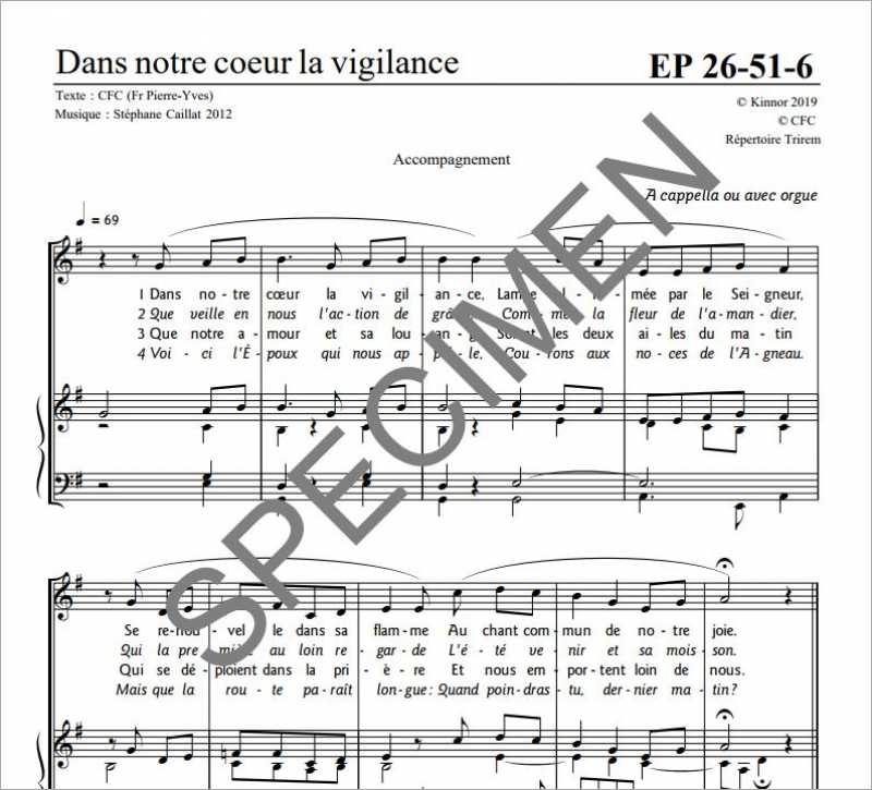 Dans notre coeur la vigilance S. Caillat