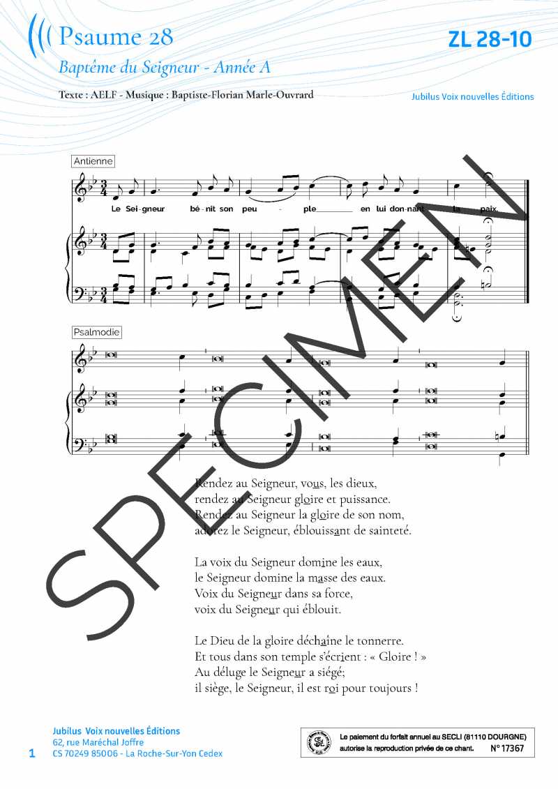 Psaume 28 - Marle-Ouvrard