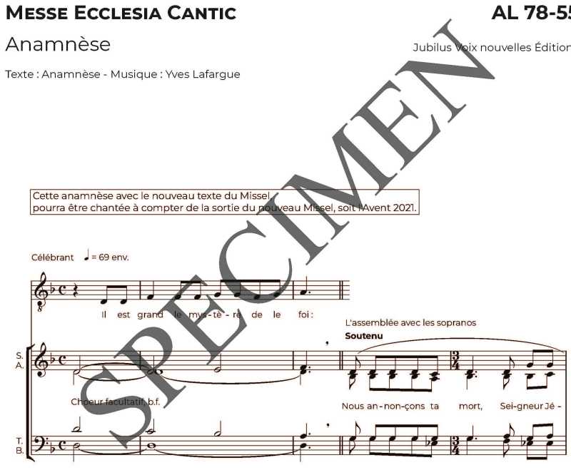 Messe Ecclesia Cantic - Anamnese
