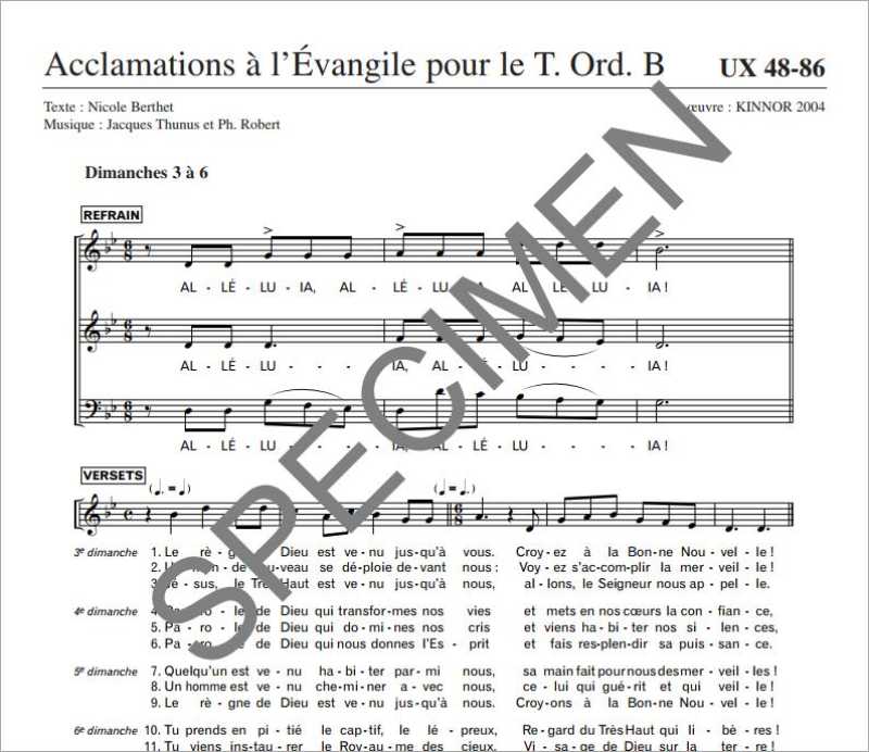 Acclamations à l'Evangile