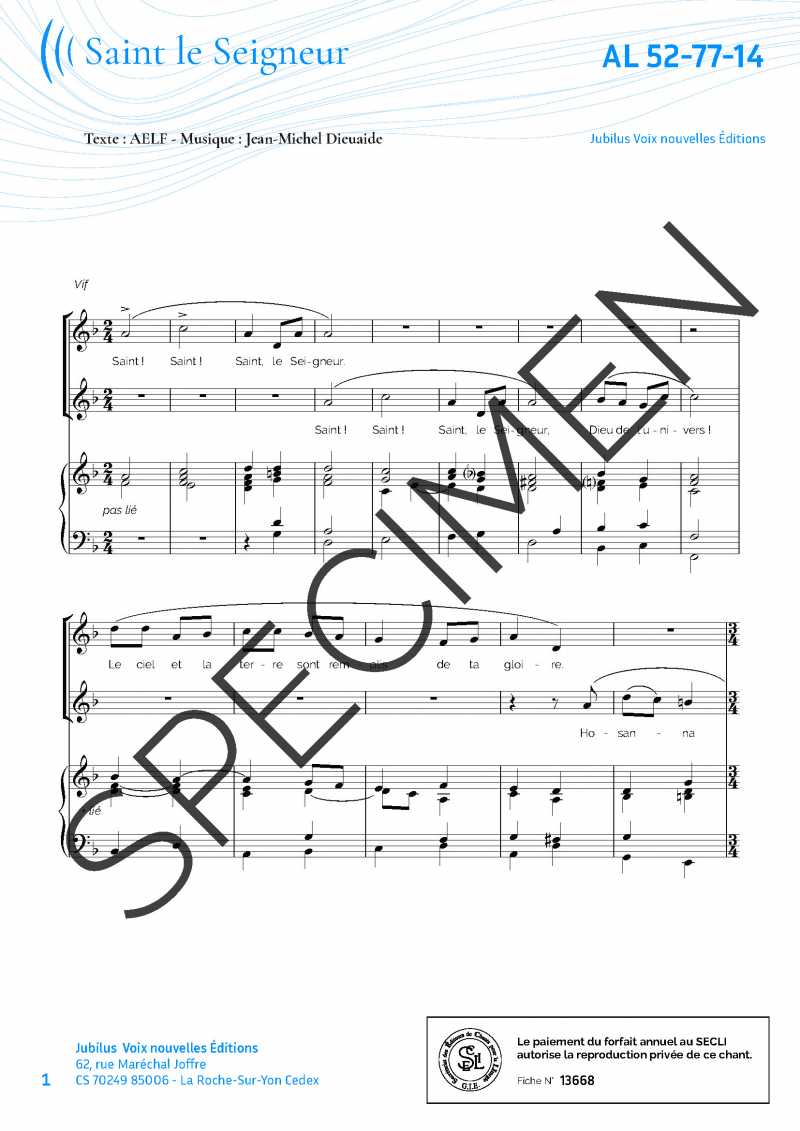 Saint le Seigneur - Dieuaide