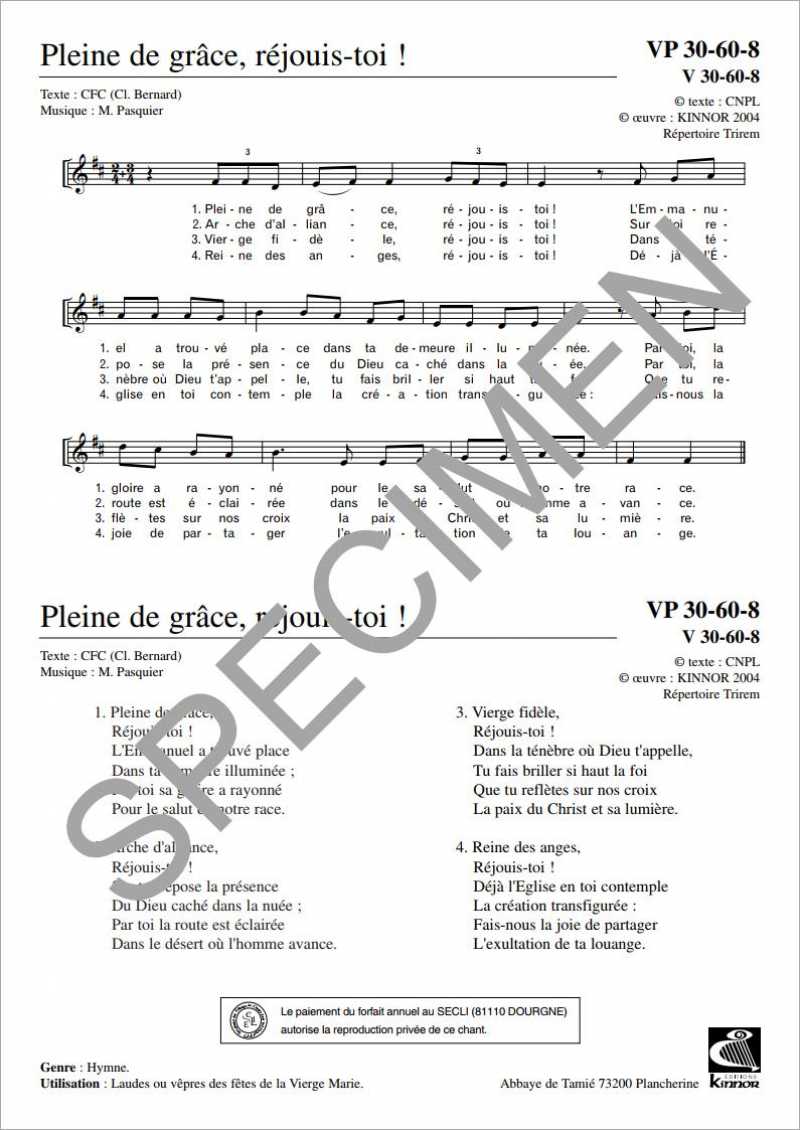 Pleine de grâce, réjouis-toi de M. Pasquier