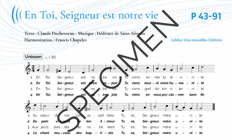 En toi Seigneur, est notre vie