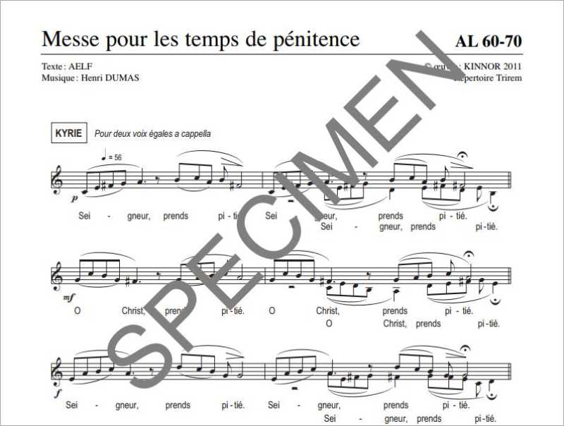 Messe pour les temps de pénitence d&#39;H. Dumas