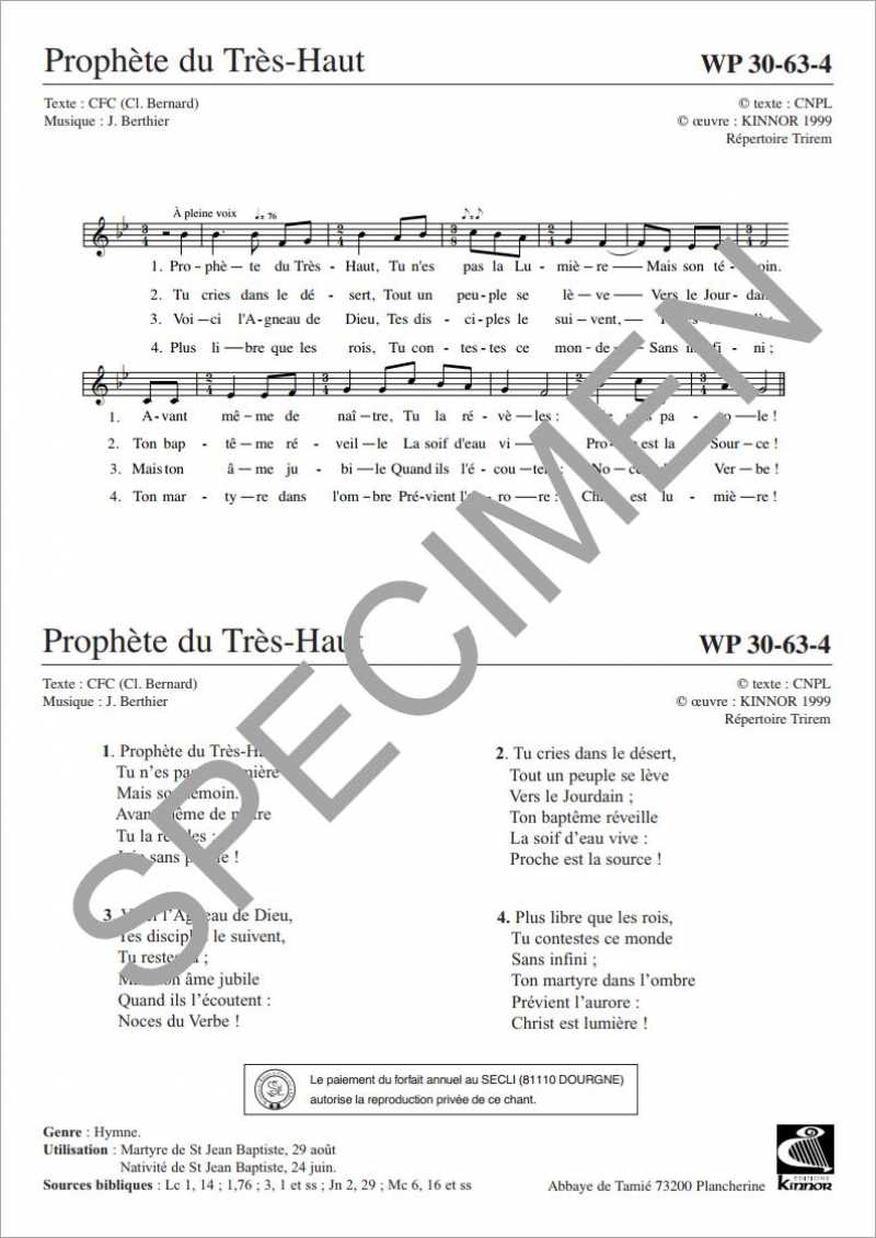 Prophète du Très Haut de J. Berthier
