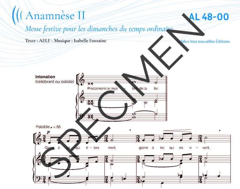 Messe festive pour les dimanches du temps ordinaire - Anamnèse