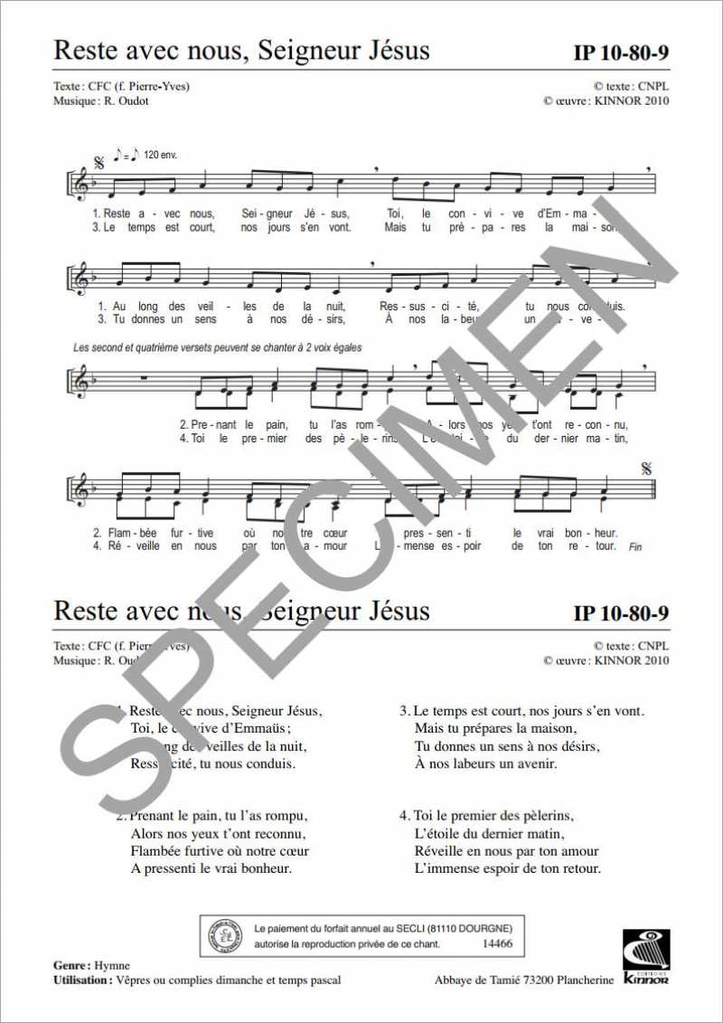 Reste avec nous, Seigneur Jésus de R. Oudot